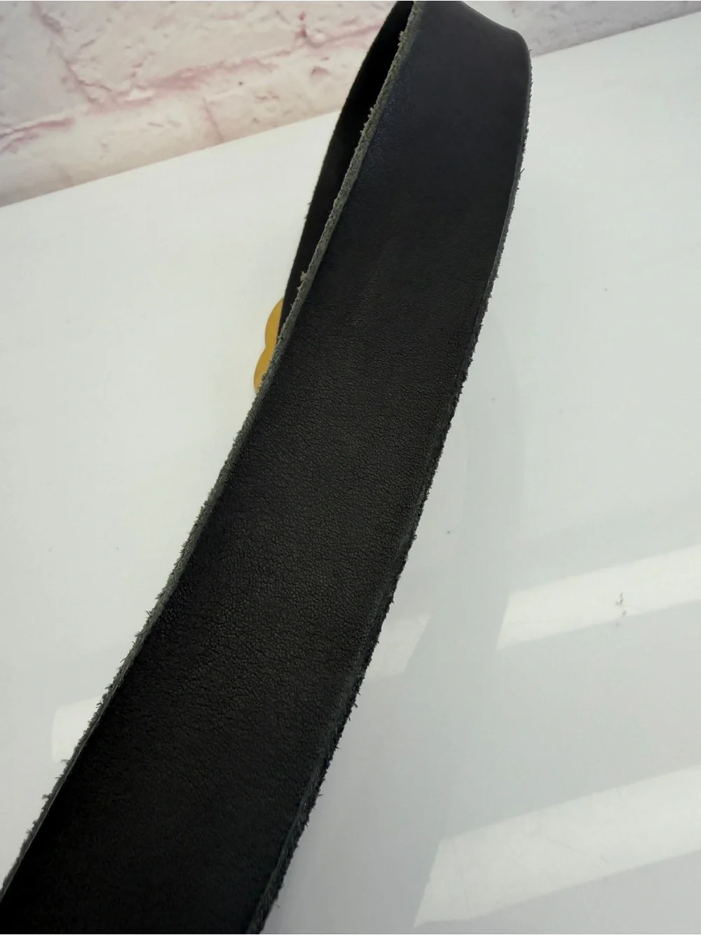 Gucci Raw Edge Unfinished Wide Marmont Double G Leather Belt 409416 80/32